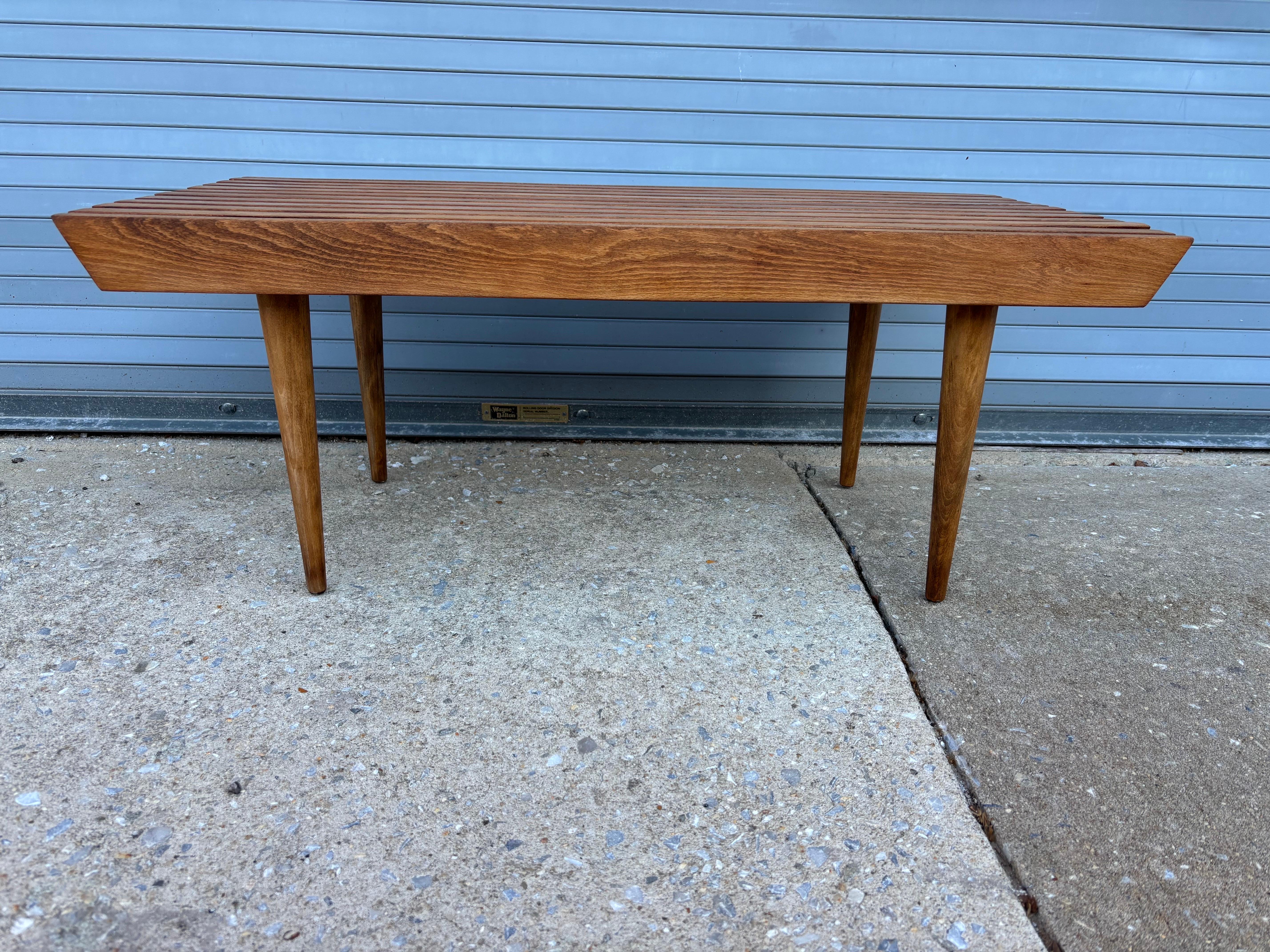 Wood Slat Bench In Good Condition In Philadelphia, PA