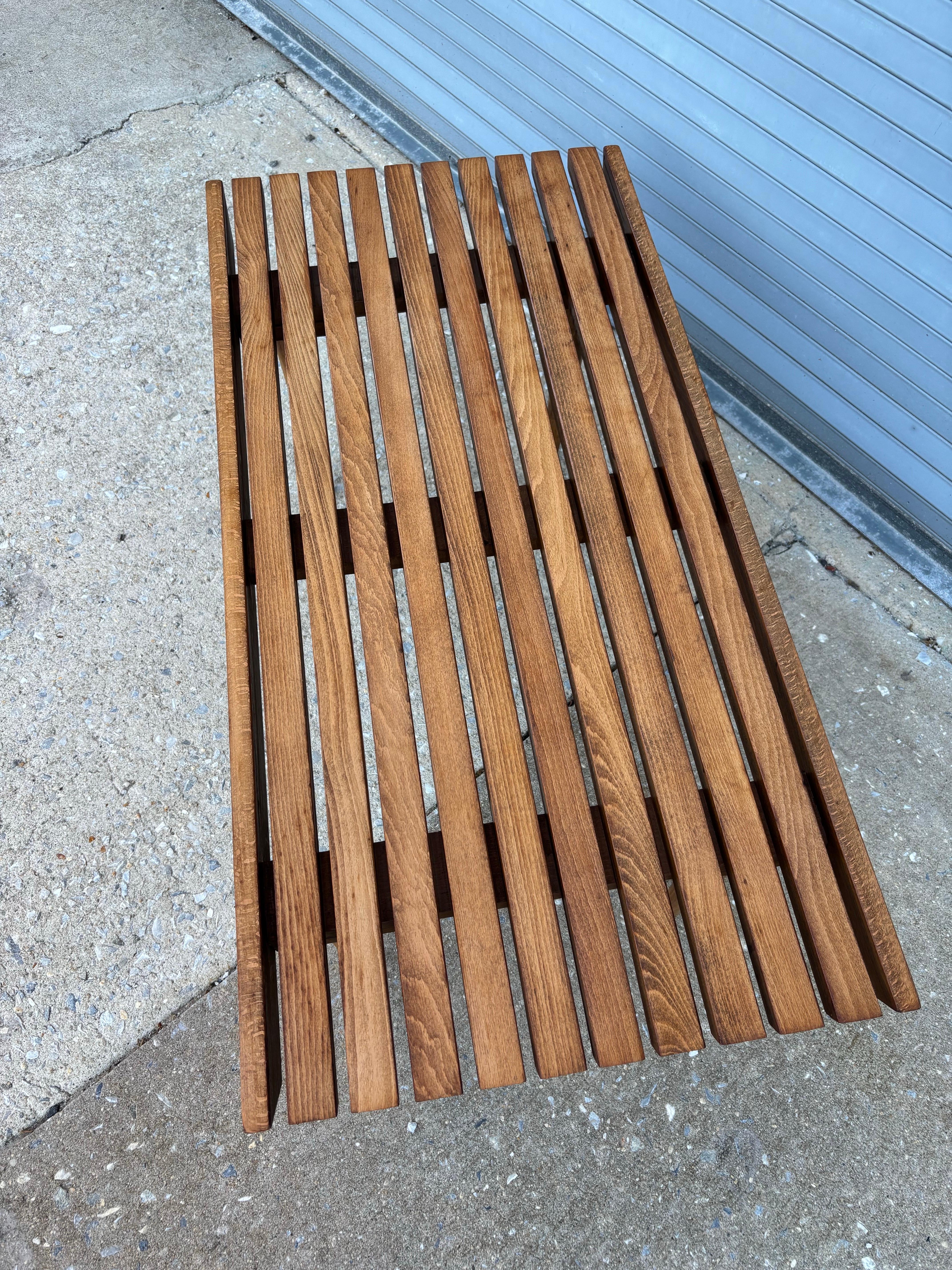 Mid-20th Century Wood Slat Bench