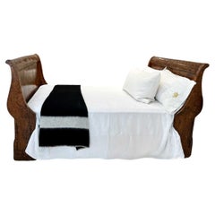 Retro Wood Sleigh Bed