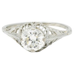 Wood & Sons Art Deco 1.21 Carat Diamonds 18 Karat White Gold Engagement Ring
