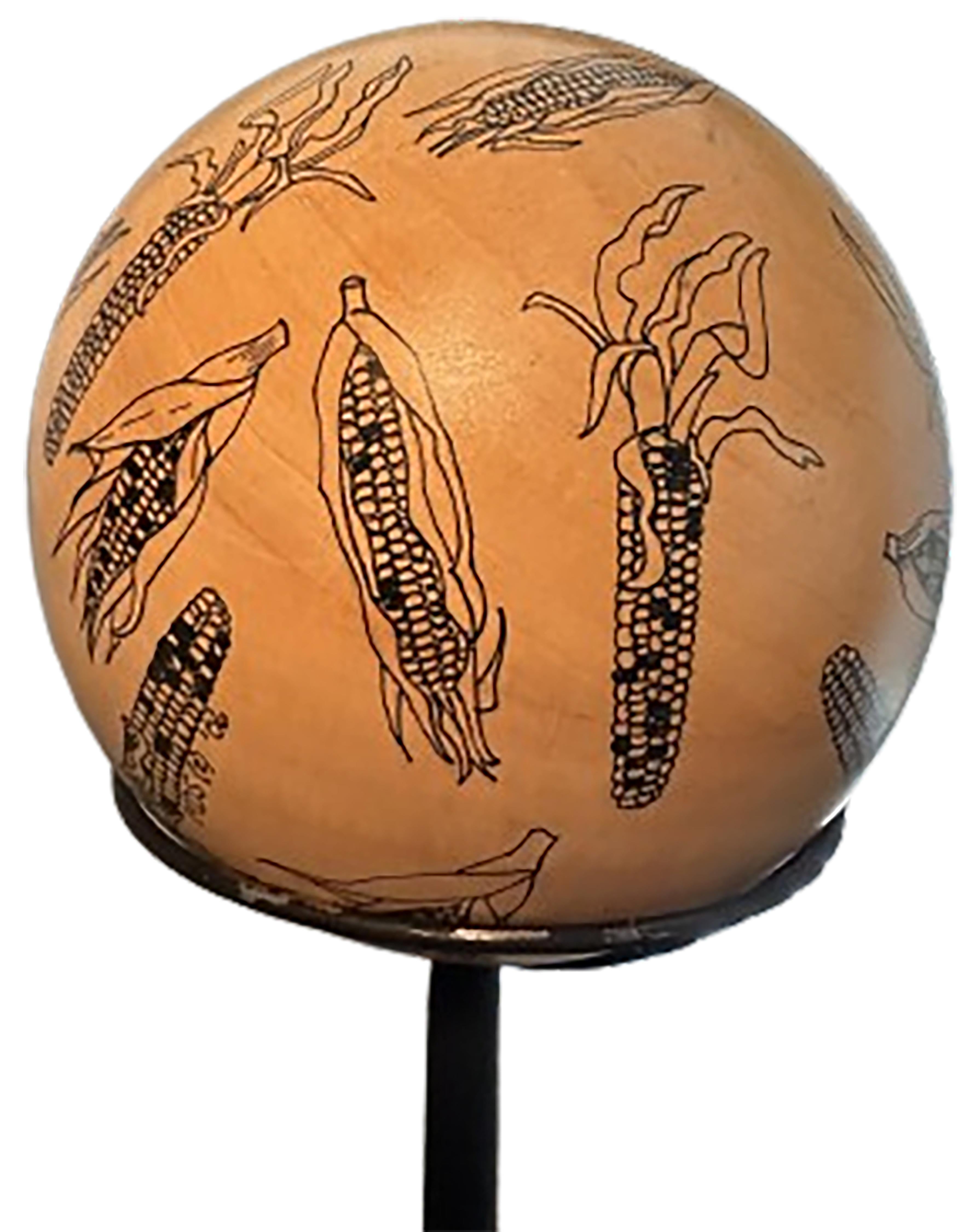 XXIe siècle et contemporain Sculpture sphérique en bois 