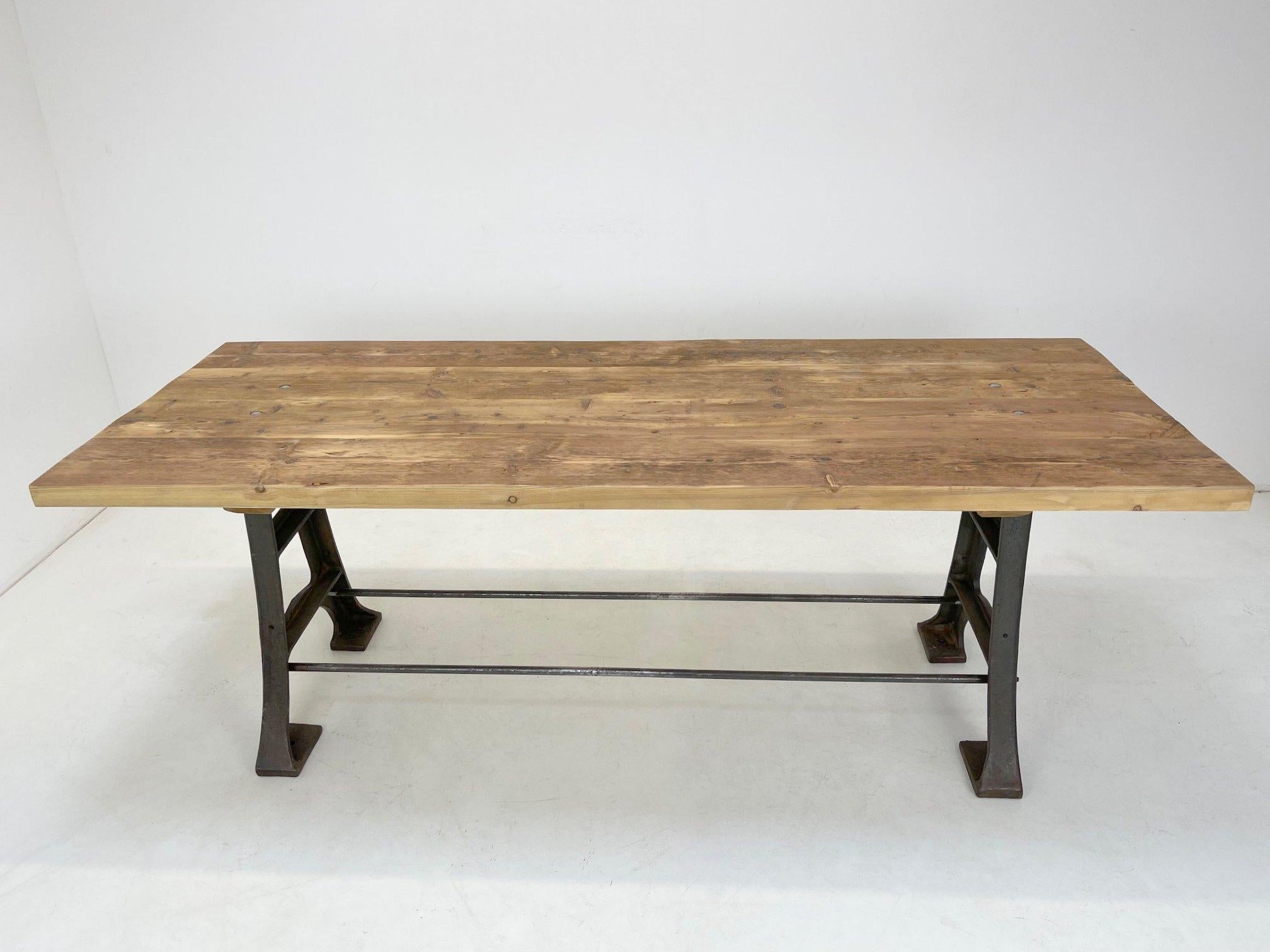 20th Century Wood & Steel Industrial Table