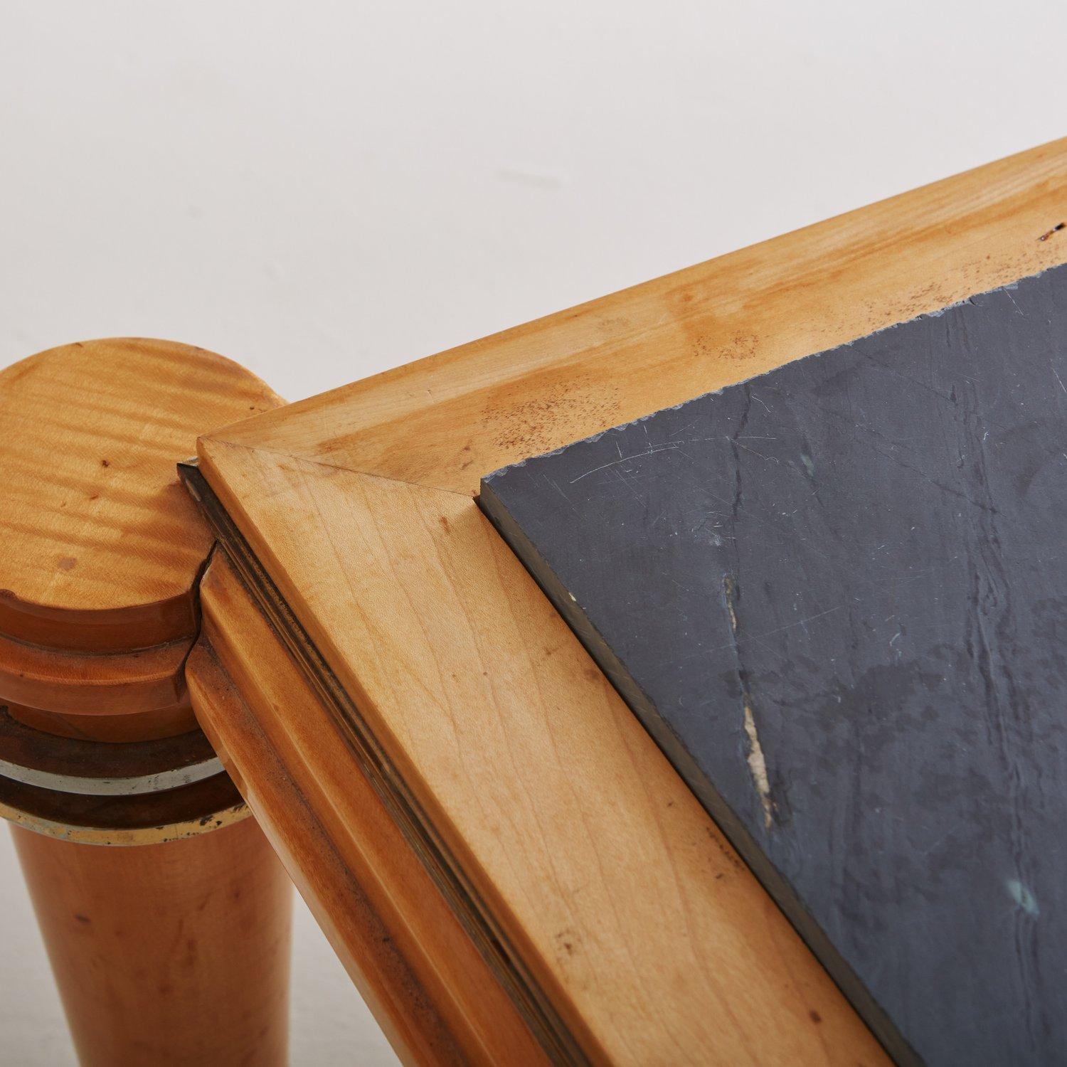 Table basse Art déco en bois et pierre attribuée à Etienne Kohlmann, France, années 1940 en vente 4