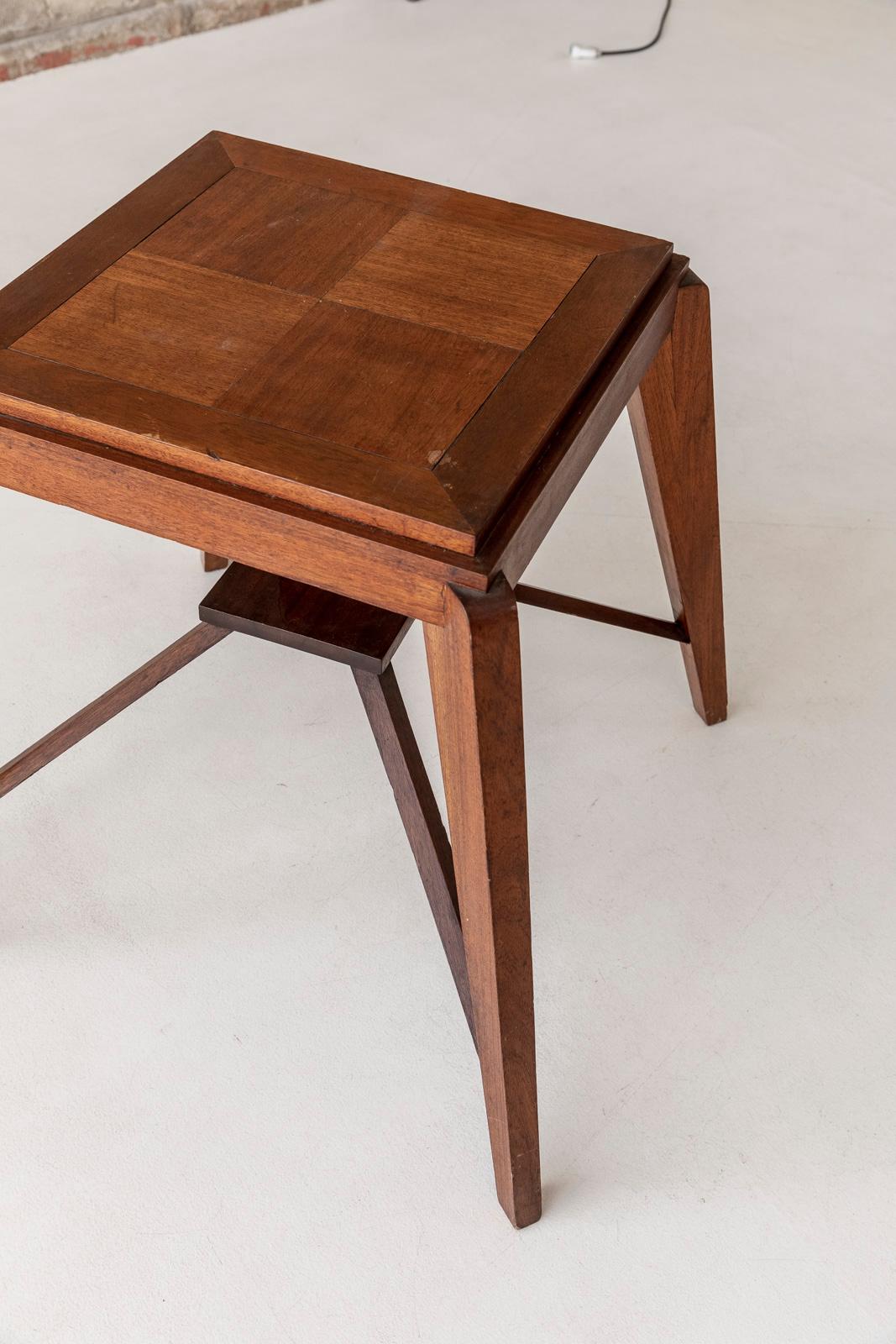 Wood Stool Attributed to Pierre Jeanneret For Sale 8