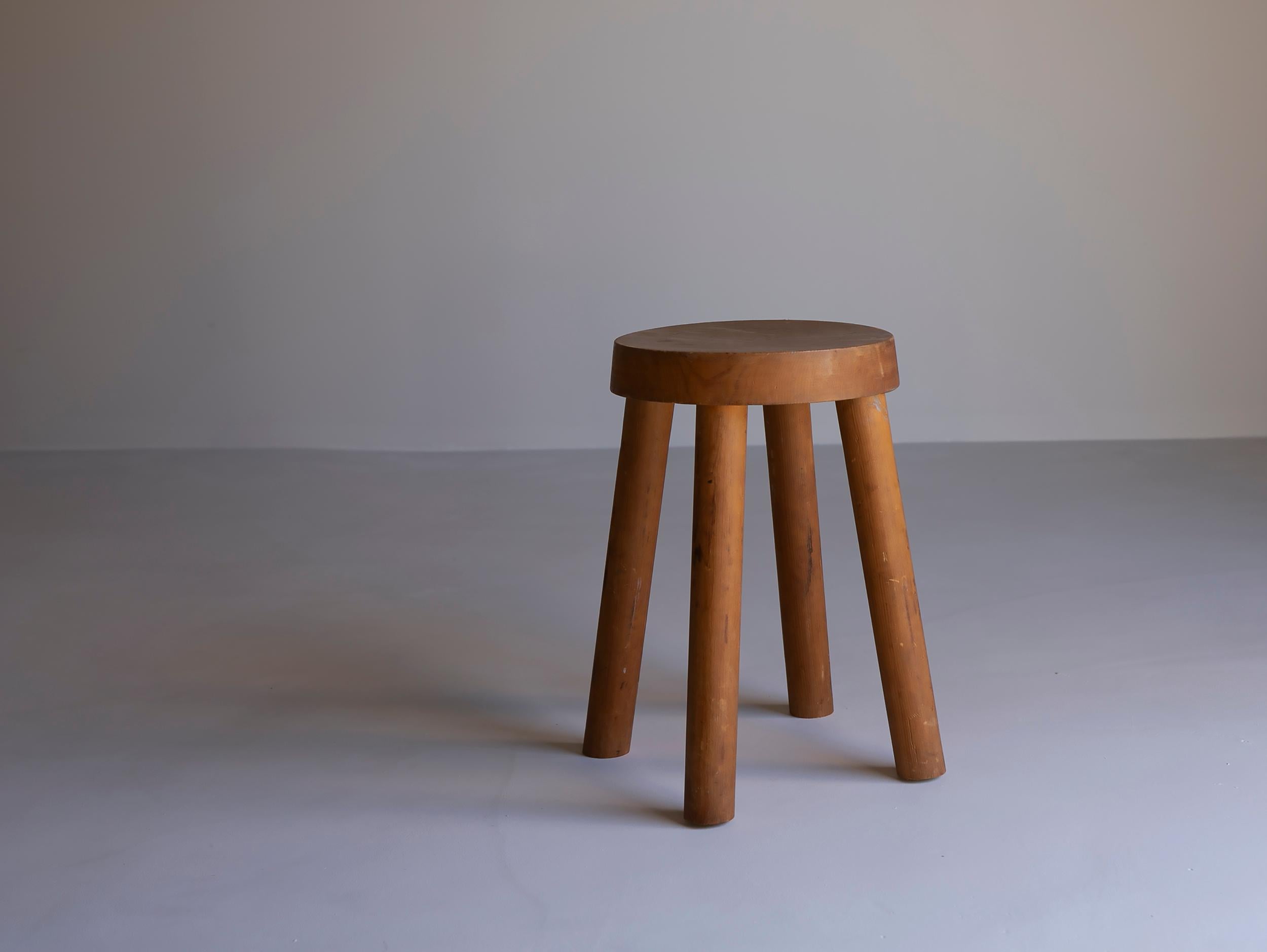 French Wood Stool for Méribel Ski Resort by Charlotte Perriand