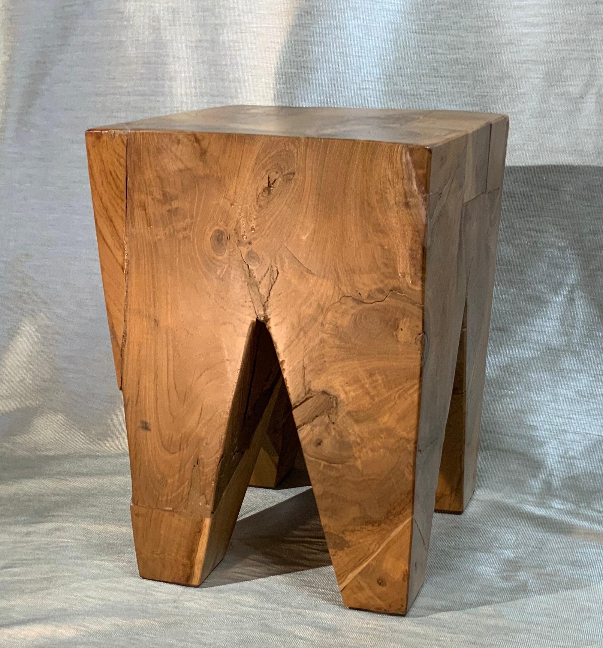 Brazilian Wood Stool or Rustic Side Table