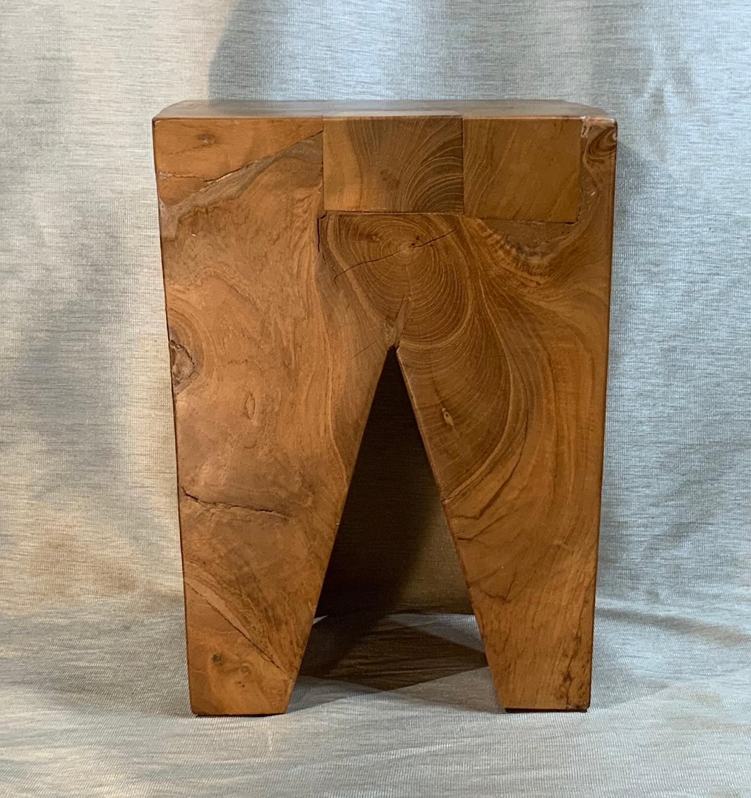 Wood Stool or Rustic Side Table In Good Condition In Delray Beach, FL