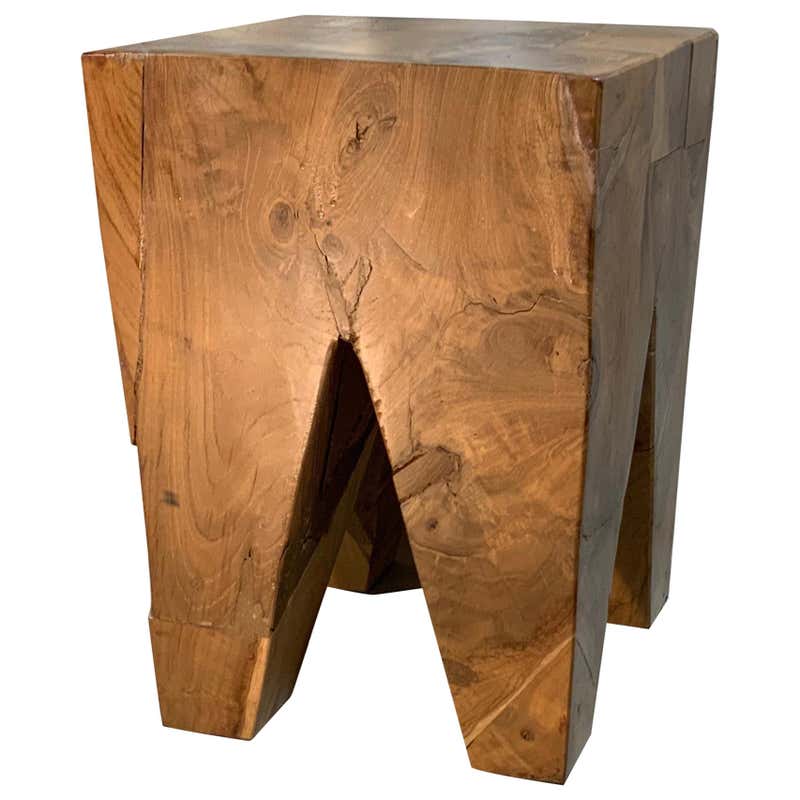 Wood Stool or Rustic Side Table at 1stDibs