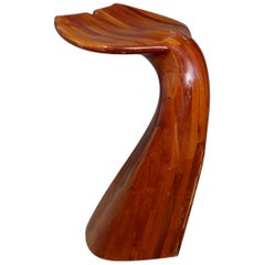 Wood Stool Whaletail in Noble Wood from 1980s