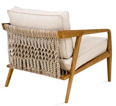 Armchair BW, Wood Structure, with Raw Brided 4602 rope Detail in the Backrest