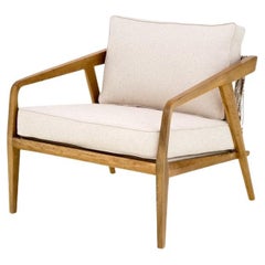 Armchair BW, Wood Structure, with Raw Brided 4602 rope Detail in the Backrest 