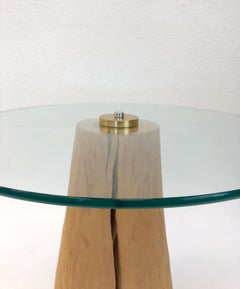 Wood Stump and Glass Side Table by Michele Taylor