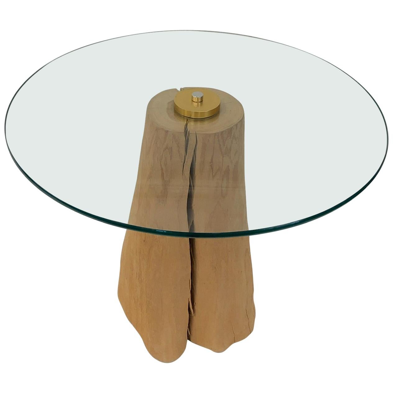 Wood Stump and Glass Side Table by Michele Taylor