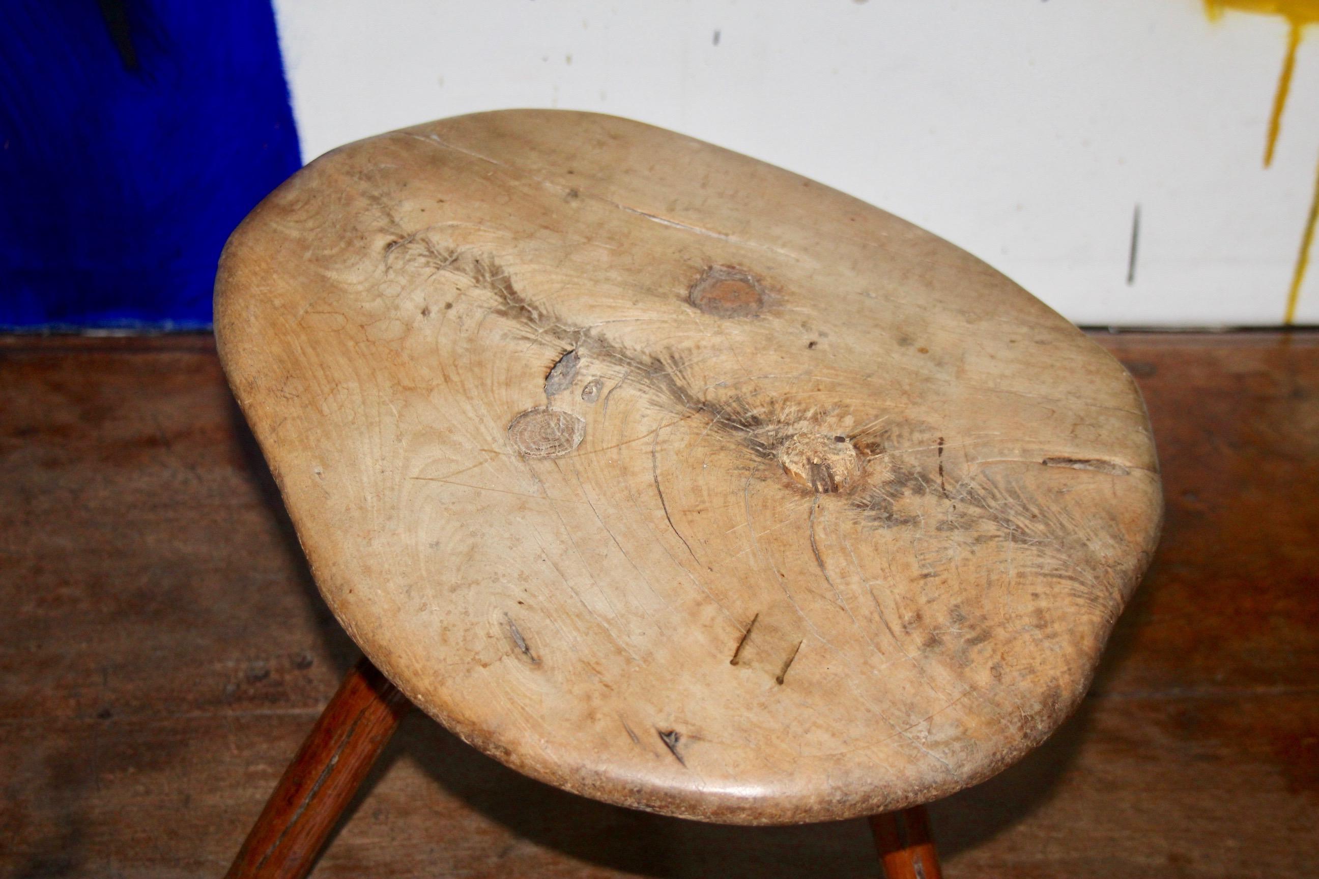 Wood Swiss alp stool For Sale 4