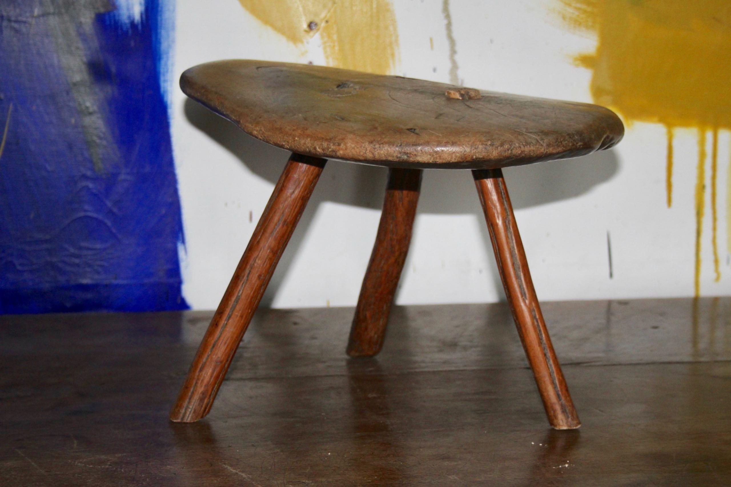 Wood Swiss alp stool For Sale 5