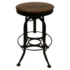 Vintage Wood Swivel Top Toledo Barstool, U.S.A., Mid Century