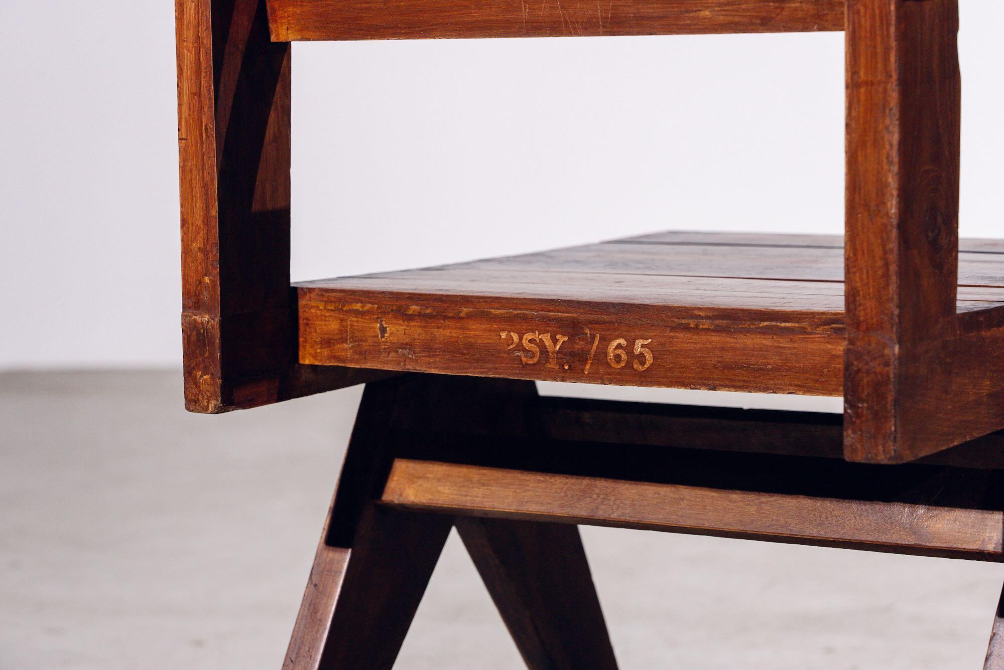 Silla de mesa de madera de Pierre Jeanneret para Chandigarh, India, circa 1960 en venta 3