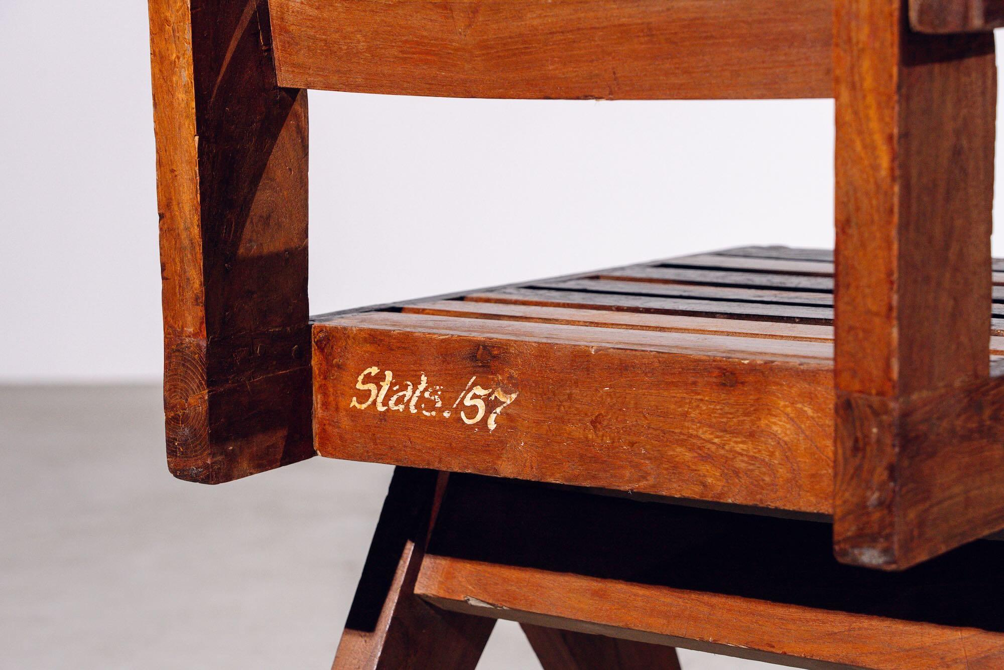 Silla de mesa de madera de Pierre Jeanneret para Chandigarh, India, circa 1960 en venta 3