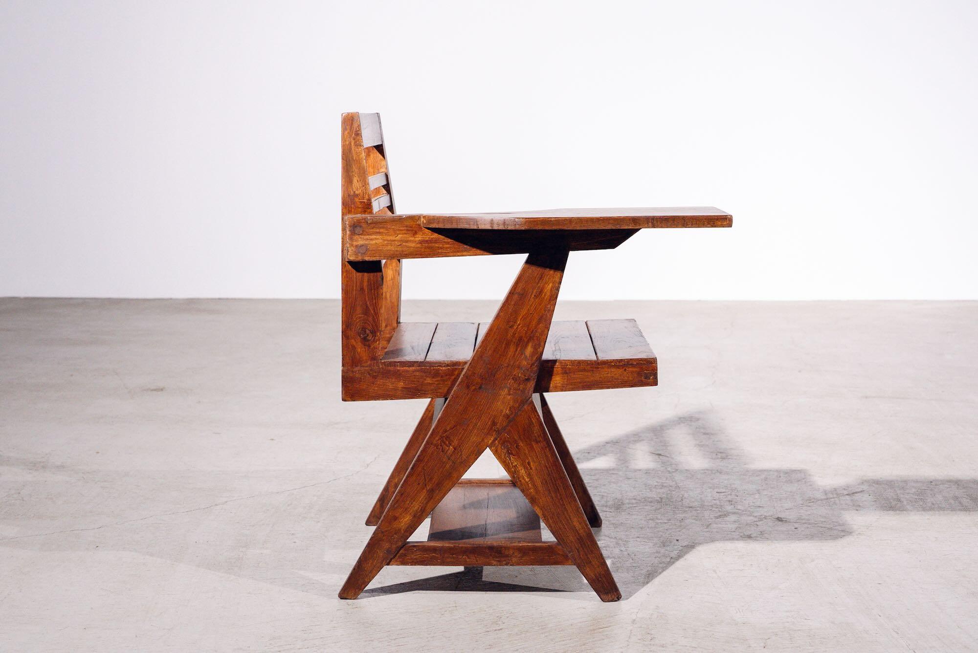 Silla de mesa de madera de Pierre Jeanneret para Chandigarh, India, circa 1960 en Bueno estado para la venta en Tokyo, JP