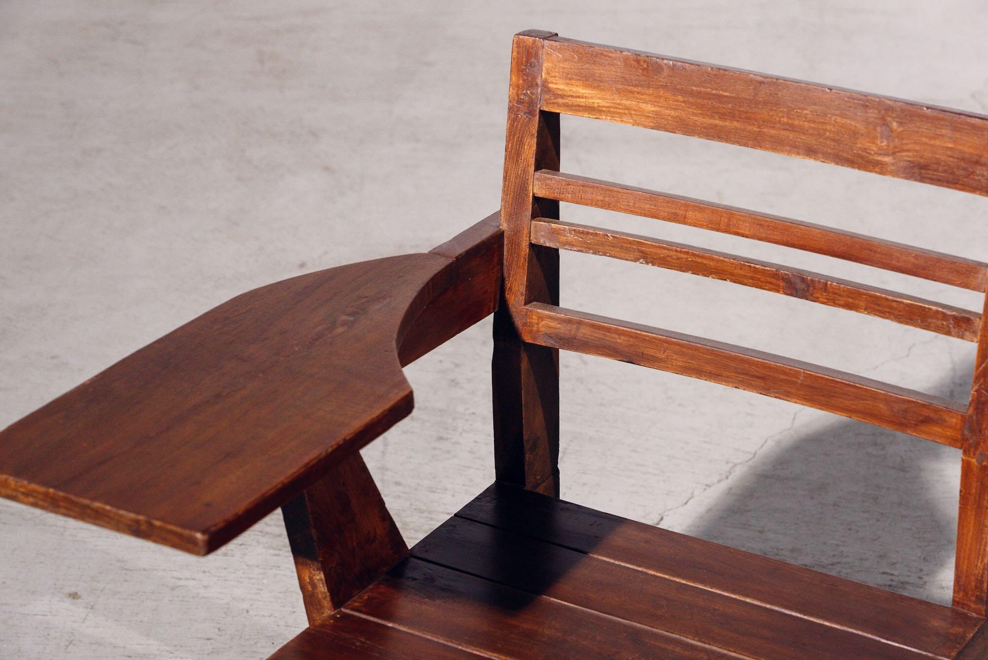 Silla de mesa de madera de Pierre Jeanneret para Chandigarh, India, circa 1960 Teca en venta