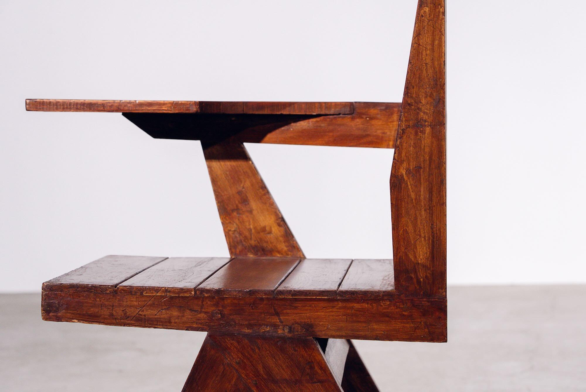 Silla de mesa de madera de Pierre Jeanneret para Chandigarh, India, circa 1960 en venta 1