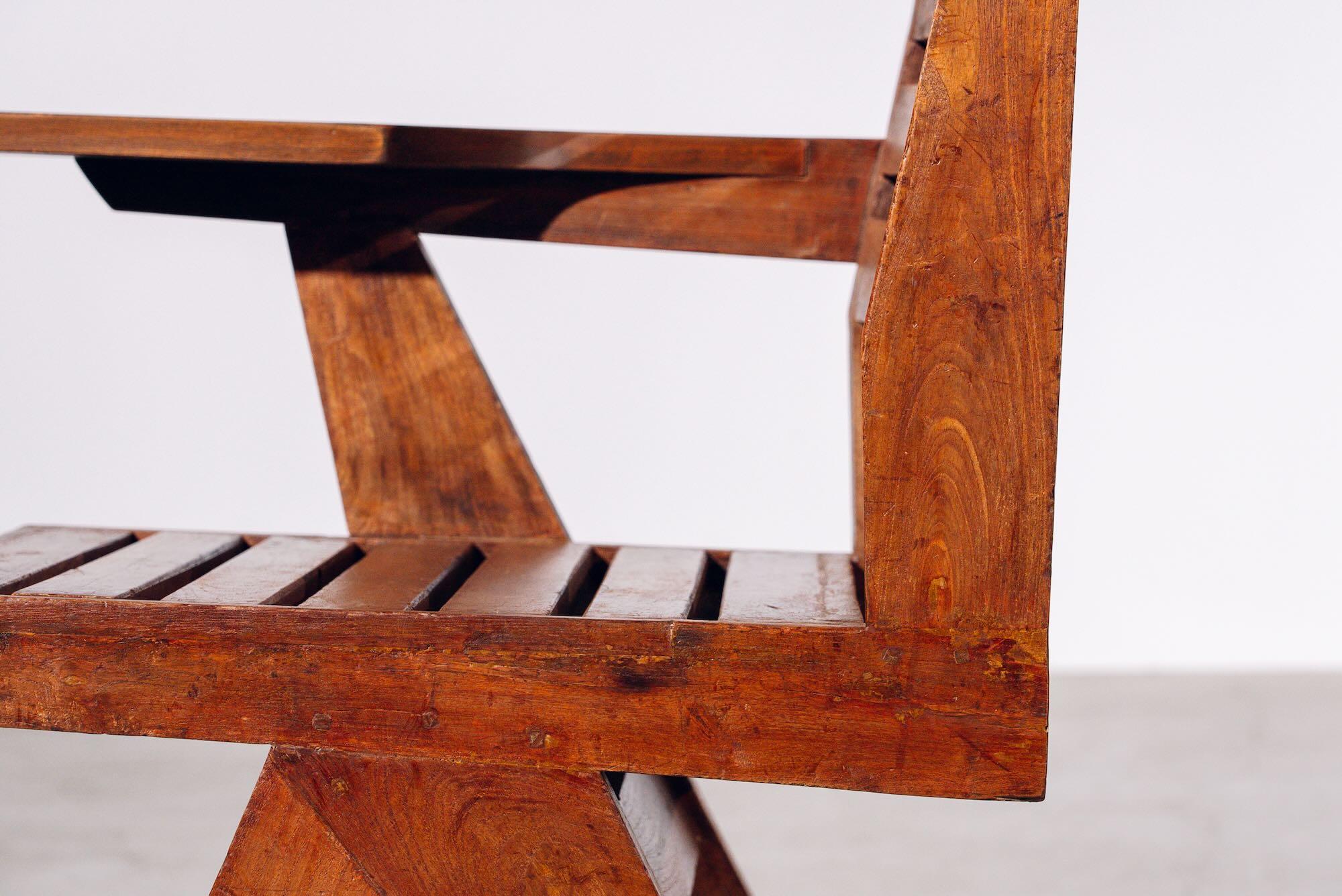 Silla de mesa de madera de Pierre Jeanneret para Chandigarh, India, circa 1960 en venta 1
