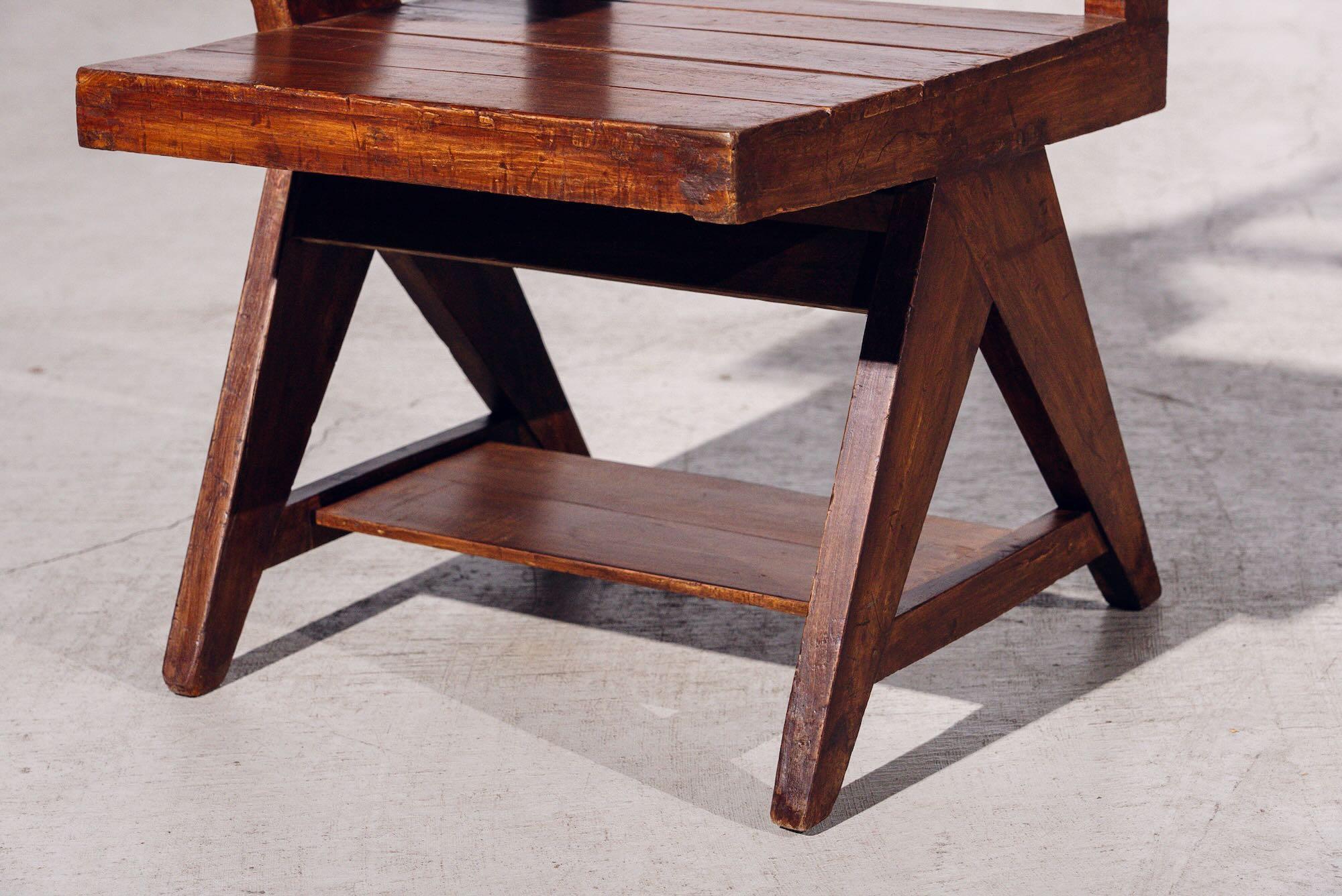 Silla de mesa de madera de Pierre Jeanneret para Chandigarh, India, circa 1960 en venta 2