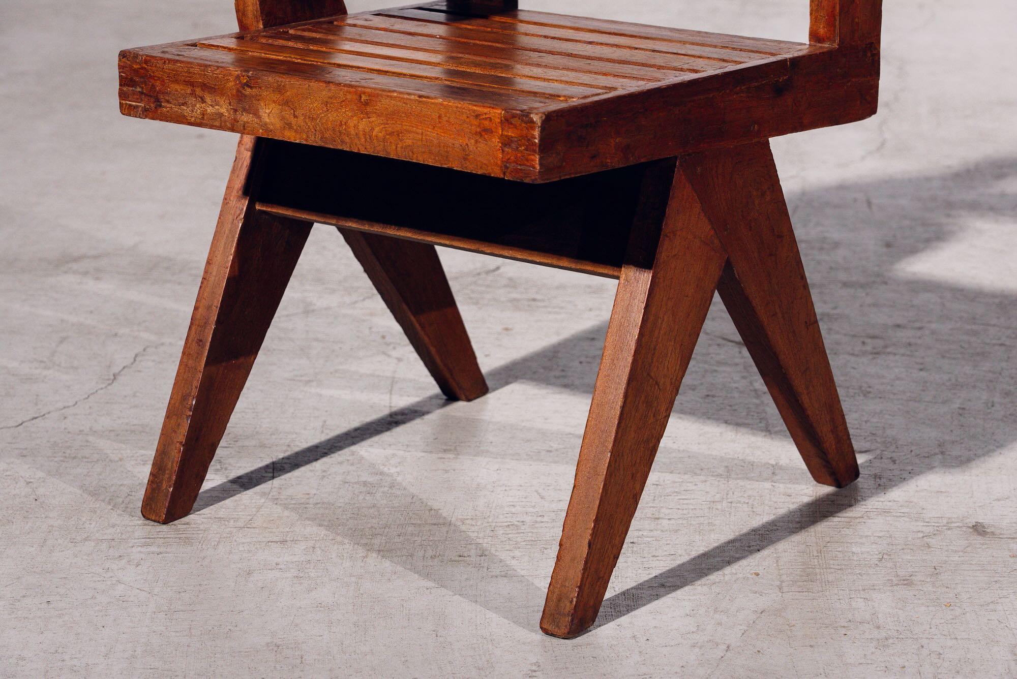 Silla de mesa de madera de Pierre Jeanneret para Chandigarh, India, circa 1960 en venta 2