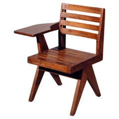 Wood Table Chair by Pierre Jeanneret for Chandigarh, India, Circa 1960
