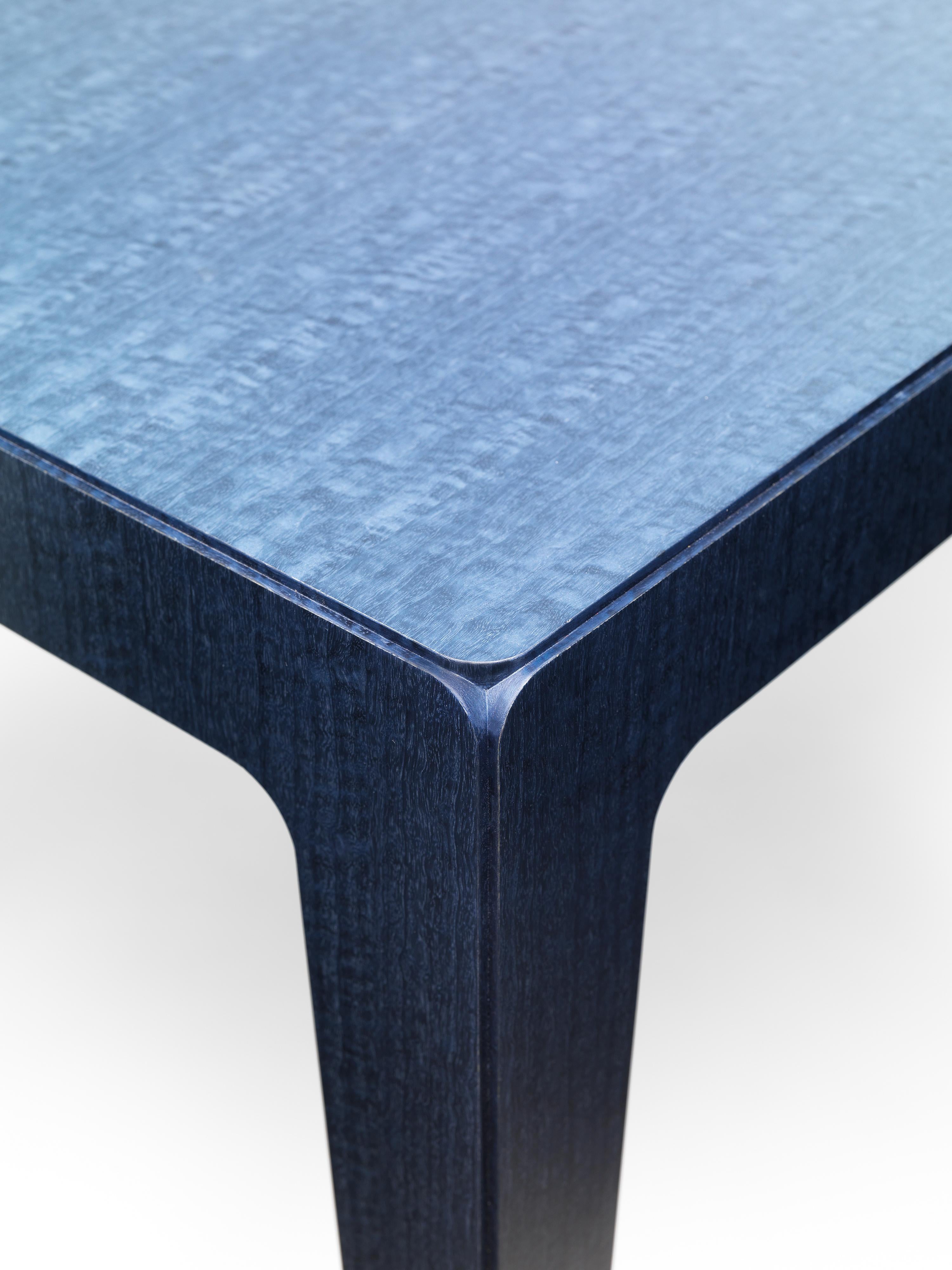 Italian 21st Century Modern Wooden Table Veneered In Blue Eucalyptus For Sale