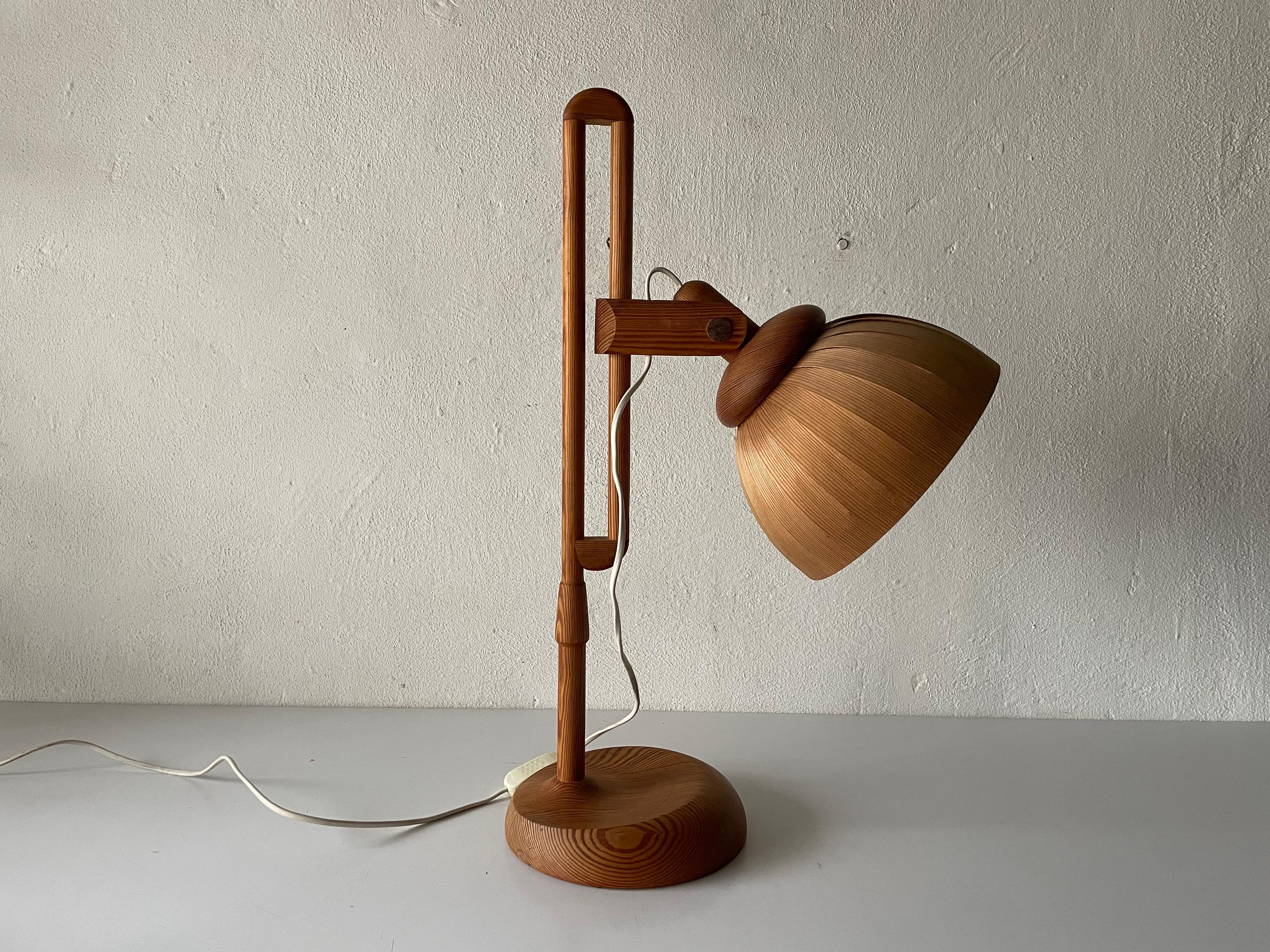 Wood table lamp by Hans-Agne Jakobsson for AB Ellysett Markaryd, 1960s, Sweden

Minimal design
Very high quality.
Fully functional.


Original cable and plug. This lamp is suitable for EU plug socket. Switch on-off on the cable.

Lamps are