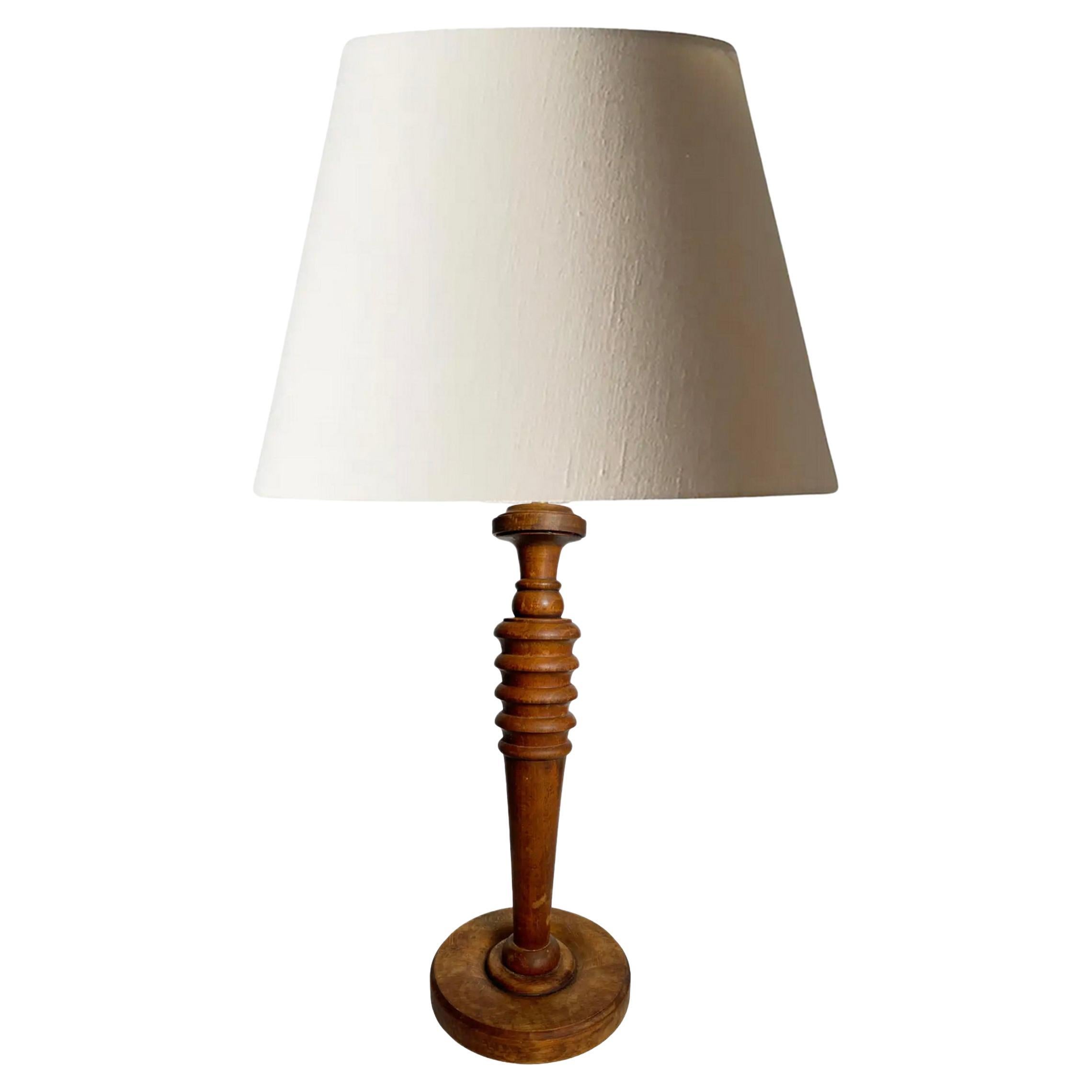 Wood Table Lamp, Made in England, Brown Color, Circa 1940