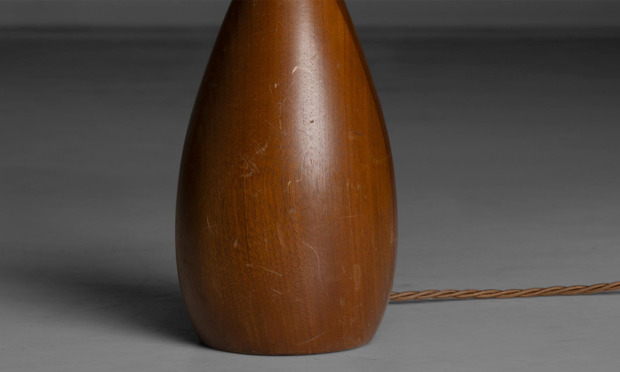 Laiton Lampes de table en bois, France, circa 1950 en vente