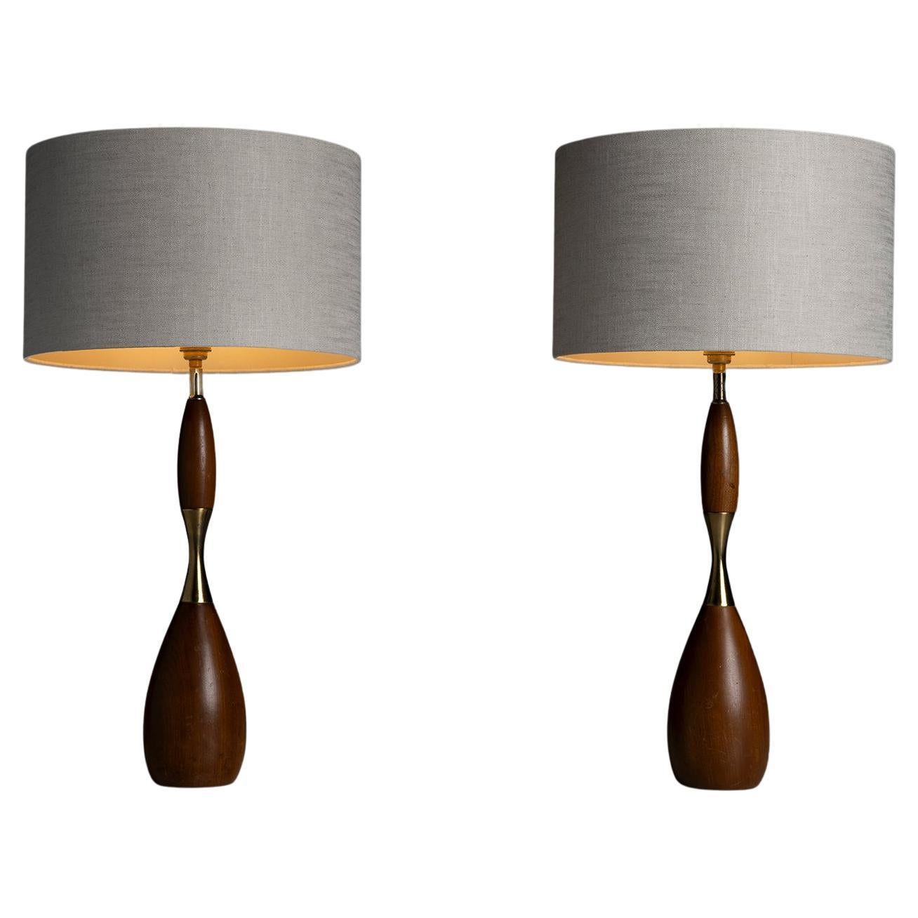 Lampes de table en bois, France, circa 1950 en vente