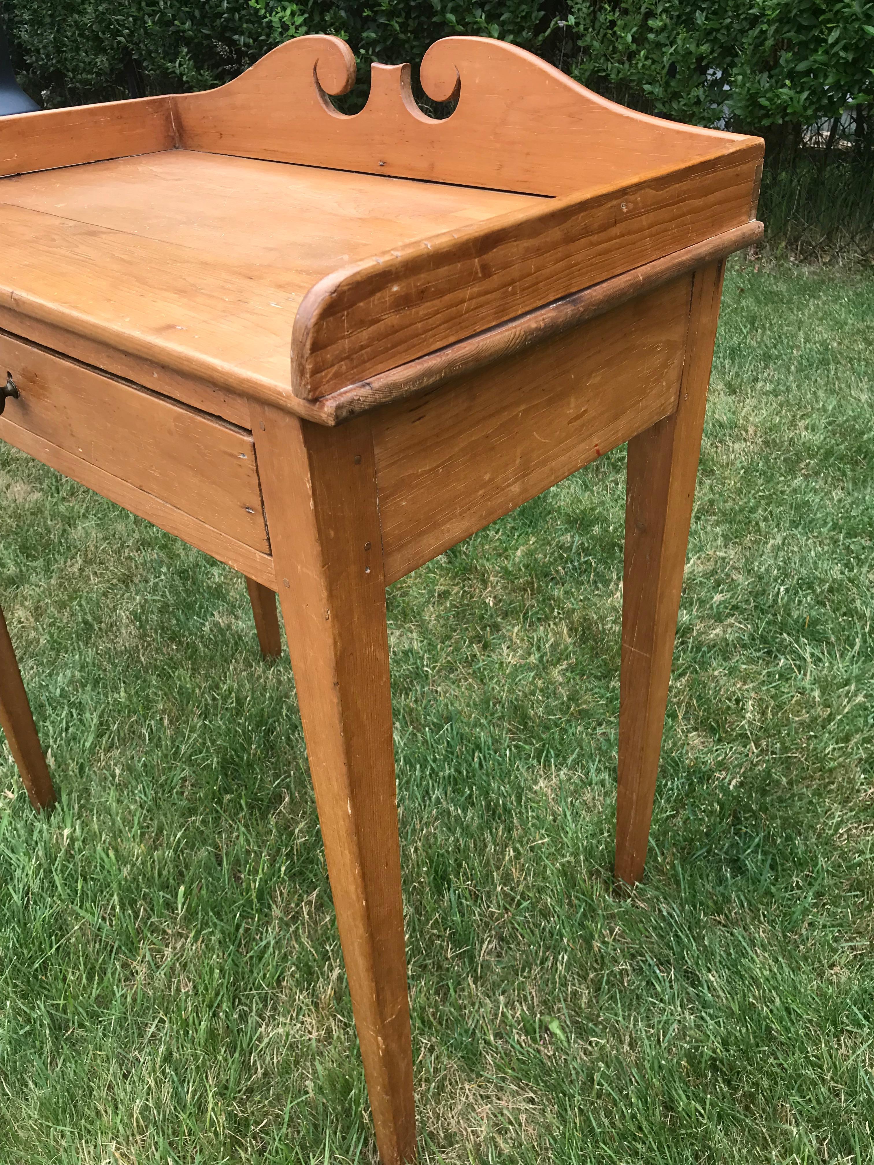 Canadian Wood Table with Carved Back