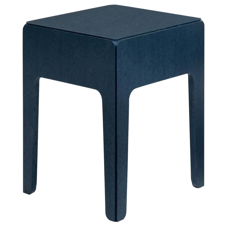 Rustic Wood Block Tall Side Table at 1stdibs