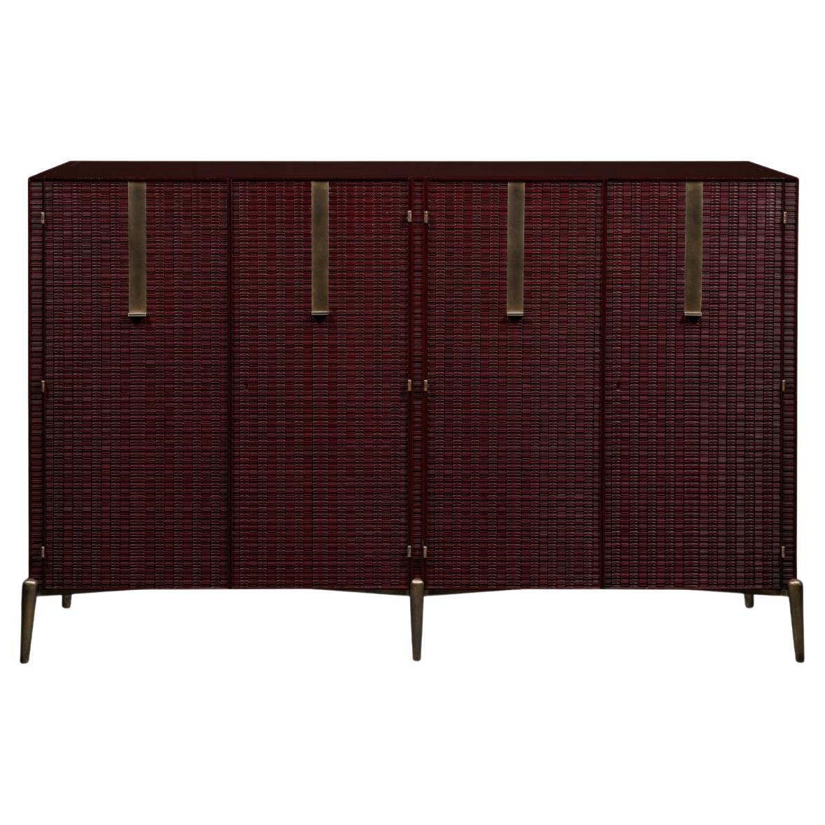 Wood Textured Pattern Asson Chest with Brass Details