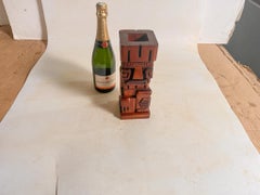Wood Tiki Totem Sculpture Pen holder Brown Color United States 1960