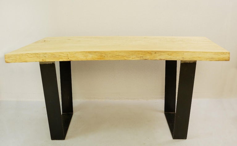 Wood Top Dining Table With Metal Legs For Sale At 1stdibs