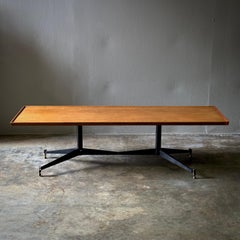 Italian Console Table, Wood Top with Iron Trestle Base, Circa 1960