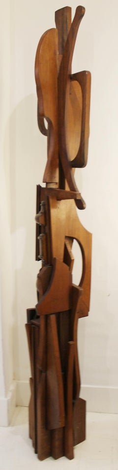 Wood TOTEM Sculpture by Ricardo Santamaria, Spain, 1975