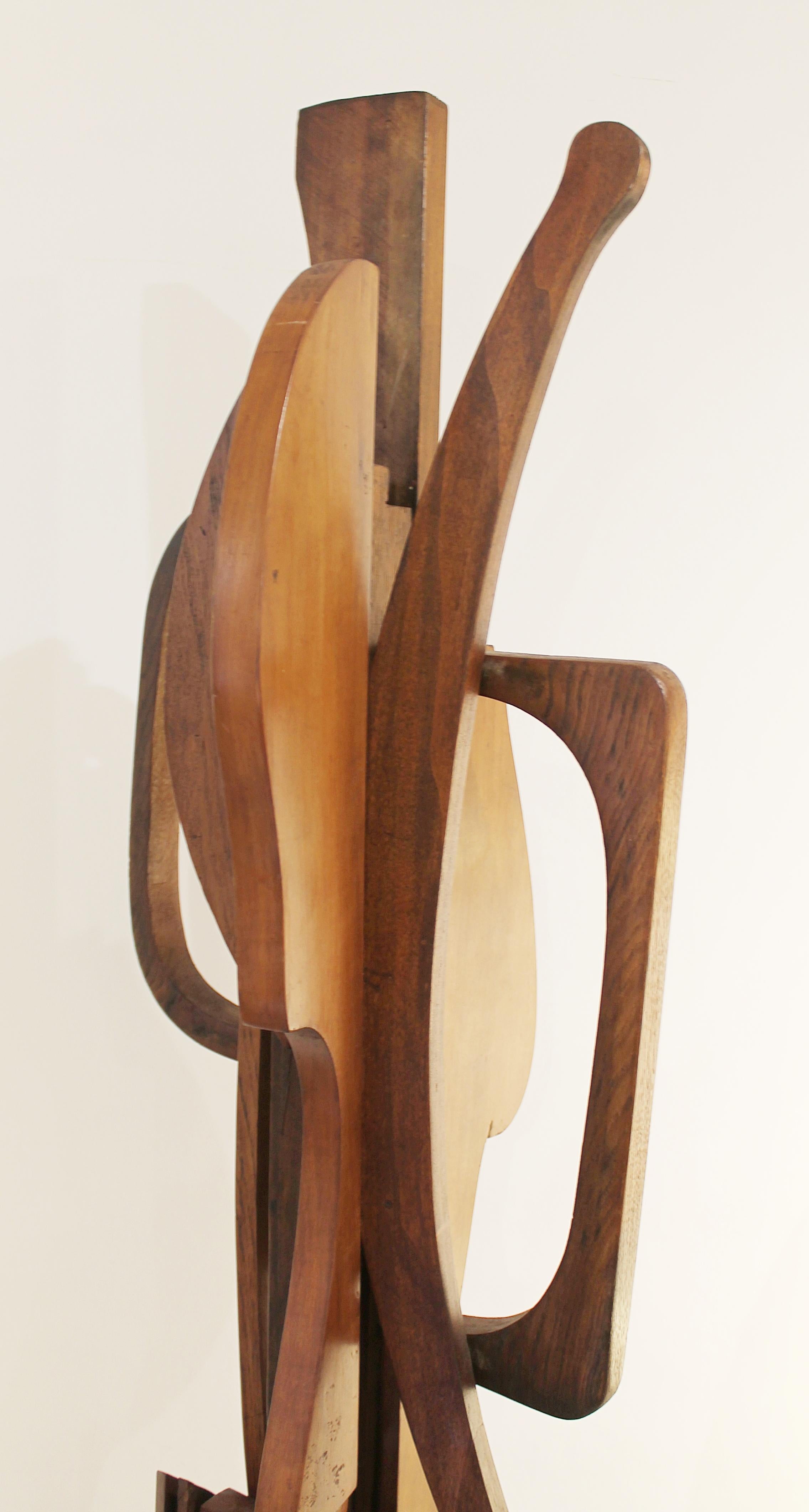 Wood TOTEM Sculpture by Ricardo Santamaria, Spain, 1975 2