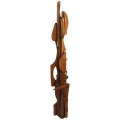 Wood TOTEM Sculpture by Ricardo Santamaria, Spain, 1975