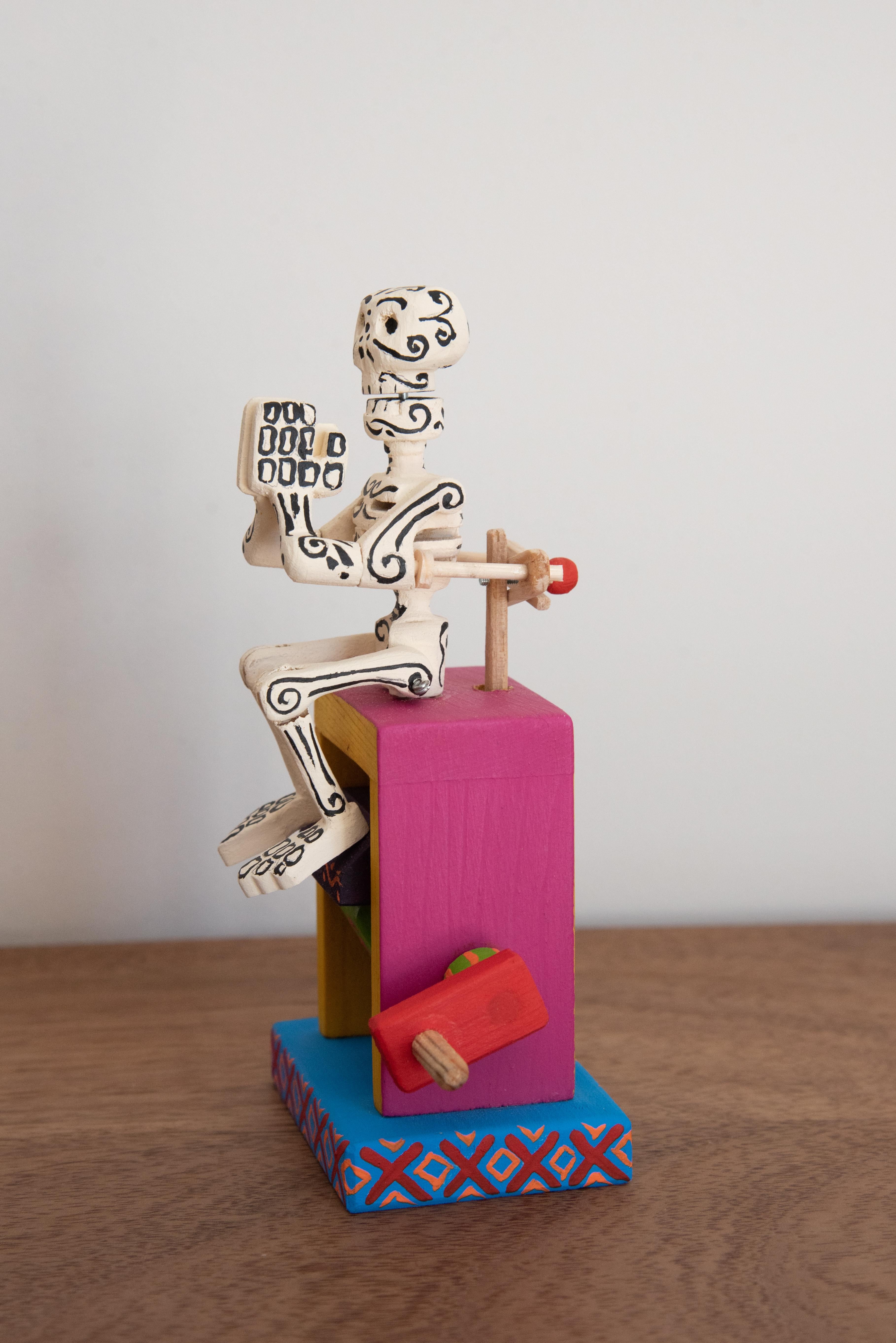 Acrylic Wood Toy Mexican Calavera Skeleton Day of the Dead Traditional Colorful Folk Art For Sale