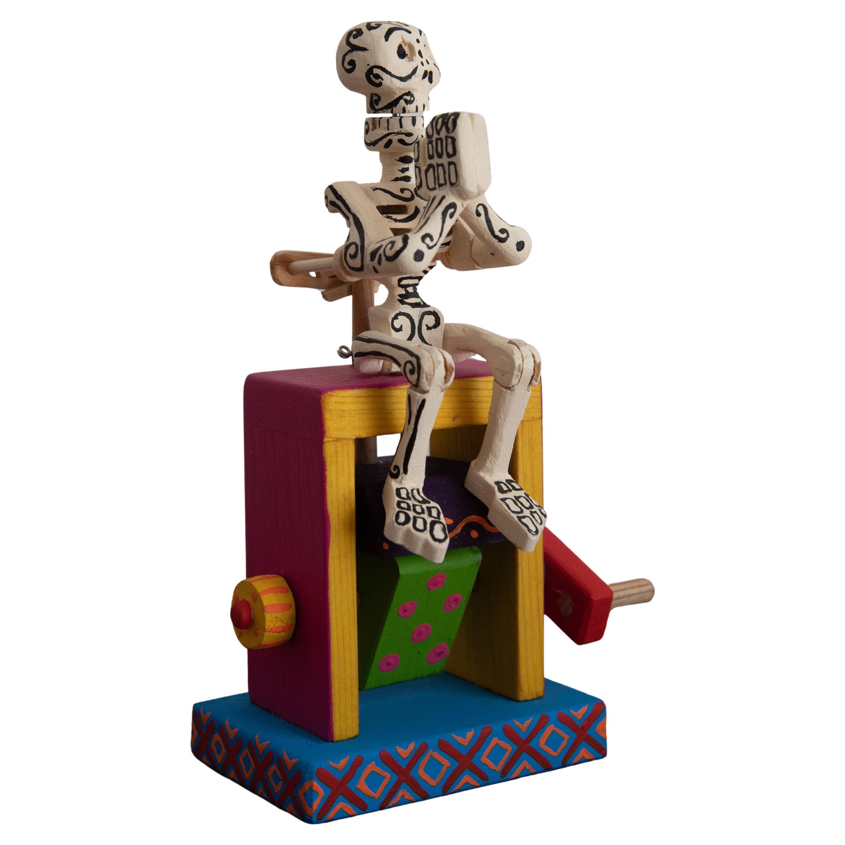 Wood Toy Scheletro messicano Calavera Giorno dei Morti Arte popolare tradizionale e colorata