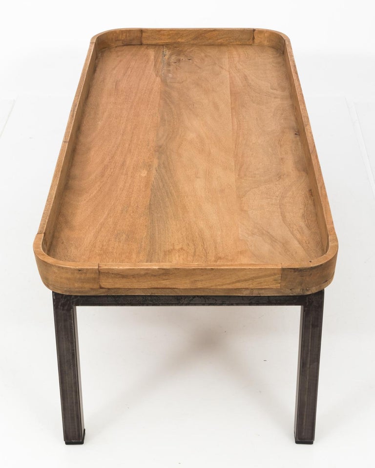 Wood Tray Iron Base Coffee Table at 1stDibs