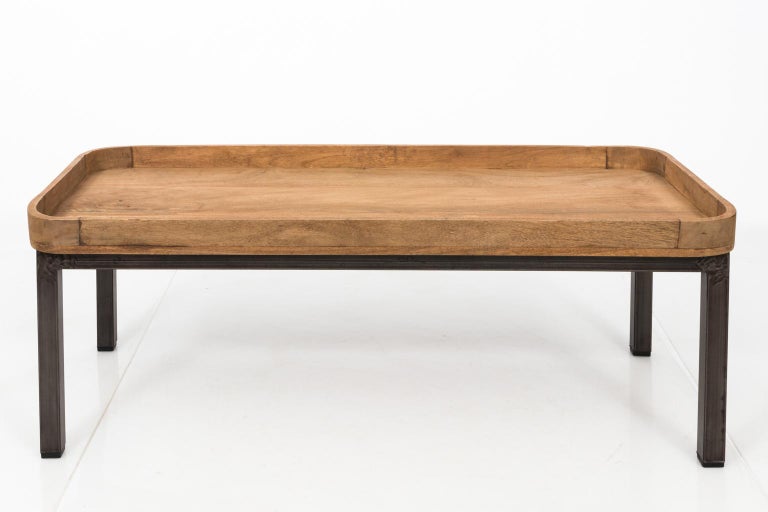 Wood Tray Iron Base Coffee Table at 1stDibs