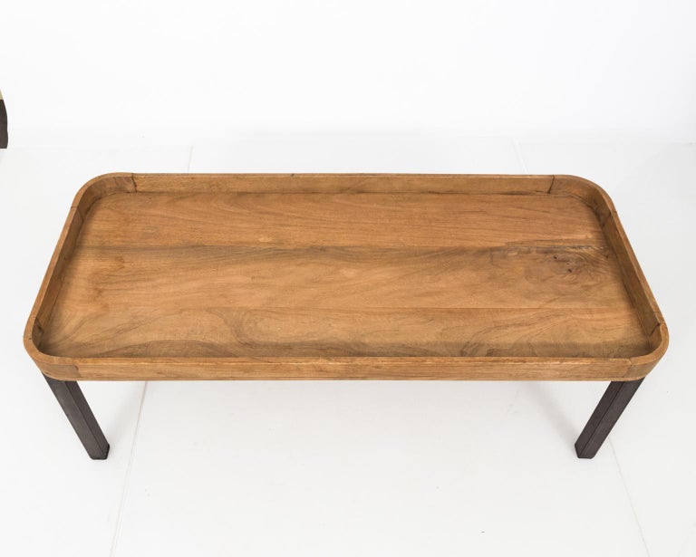 Wood Tray Iron Base Coffee Table at 1stDibs