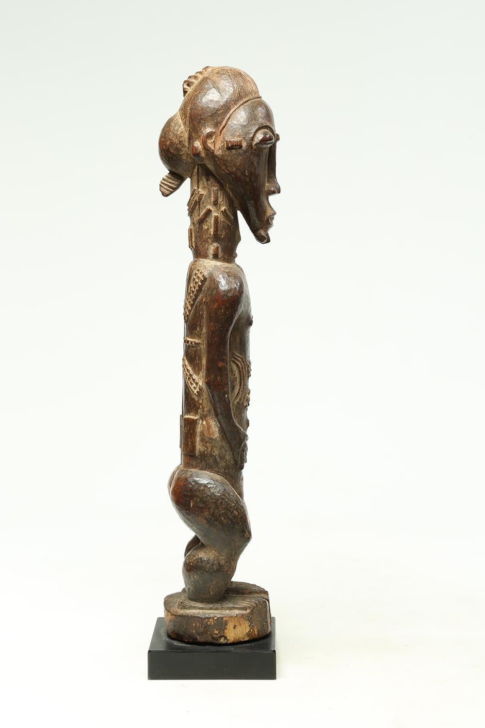 20th Century Wood Tribal Baule Standing Male Figure, Important Provenance