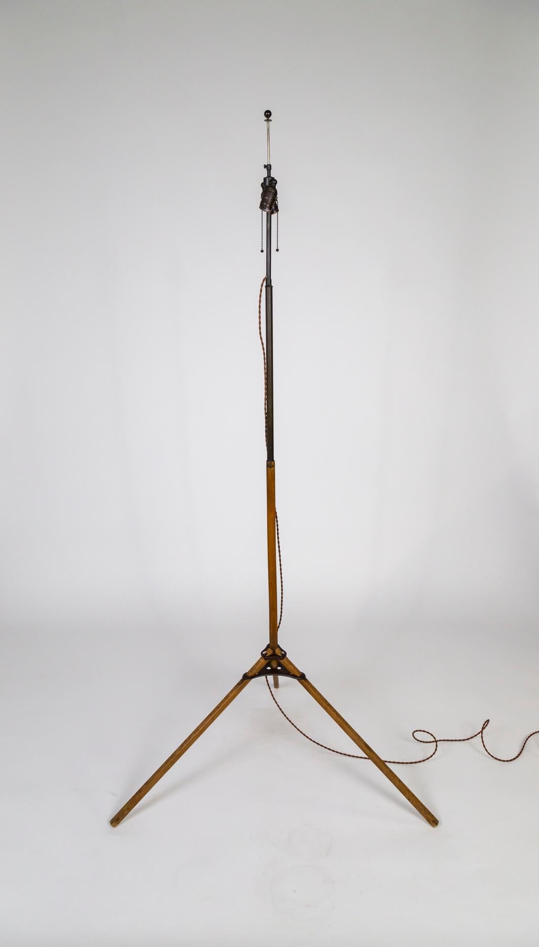 20th Century Wood Tripod Floor Lamp by Thomas O'Brian For Sale